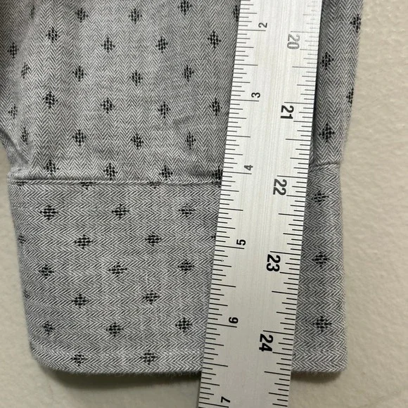 ROWM Mens Shirt XL Grey Button Down Herringbone Geometric Preppy Academia Office - Picture 9 of 10